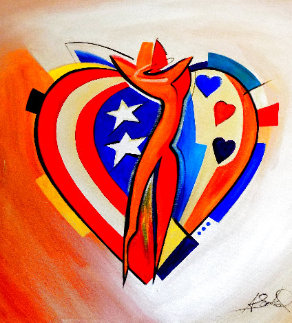 Love and Liberty 2005 38x38 Original Painting - Alfred Gockel