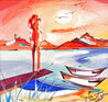 Sunset Beach 2014 20x20 Acrylic on Canvas Original Painting by Alfred Gockel - 0 Sunset Beach 2014 20x20 Acrylic on Canvas Original Painting by Alfred Gockel - 0