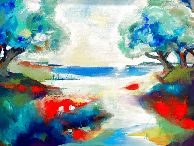 Secret Hideaway II 1995 - 34x42 - Framed Acrylic on Canvas - Huge by Alfred Gockel