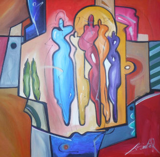 Mingle 39x39 Original Painting - Alfred Gockel Mingle 39x39 Original Painting - Alfred Gockel