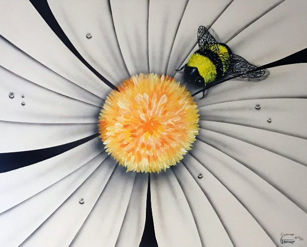 White Flower With Bumble Bee Limited Edition Print by Michael Godard White Flower With Bumble Bee Limited Edition Print by Michael Godard