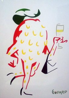 Brush Strokes in Color: Strawberry With Champagne 2010 33x37 Original Painting - Michael Godard Brush Strokes in Color: Strawberry With Champagne 2010 33x37 Original Painting - Michael Godard