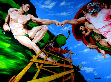 Michelangelo-Knuckles ME 2012 Embellished Limited Edition Print - Michael Godard Michelangelo-Knuckles ME 2012 Embellished Limited Edition Print - Michael Godard