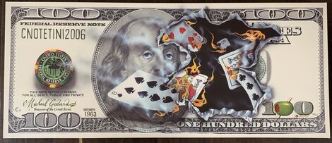 100$ Bill Full House 2011 Huge 24x57 - Giclee on Canvas Limited Edition Print - Michael Godard