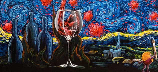 Starry Starry Wine 2018 Heavily Embellished Limited Edition Print by Michael Godard