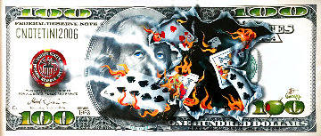 $100 Bill Full-House Player on Fire AP 2015 Embellished Limited Edition Print - Michael Godard $100 Bill Full-House Player on Fire AP 2015 Embellished Limited Edition Print - Michael Godard