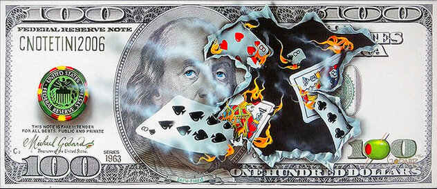 100 Bill - Full House 2006 - Xtra Huge 33x73 Limited Edition Print by Michael Godard 100 Bill - Full House 2006 - Xtra Huge 33x73 Limited Edition Print by Michael Godard