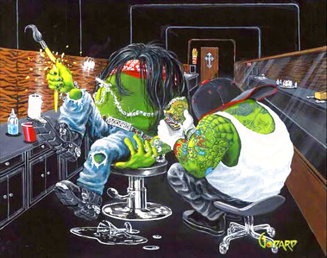 Ink Slinger 2008 - Tattoo - Giclee on Canvas Limited Edition Print - Michael Godard
