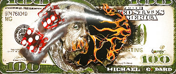 $100 Bill With Dice 2018 Limited Edition Print - Michael Godard $100 Bill With Dice 2018 Limited Edition Print - Michael Godard