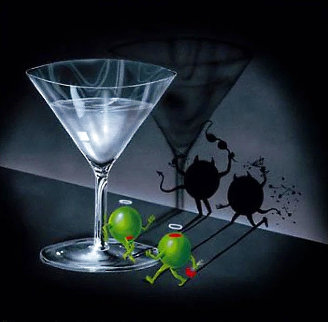 He Devil She Devil Martini 2004 Limited Edition Print - Michael Godard He Devil She Devil Martini 2004 Limited Edition Print - Michael Godard