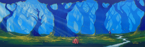 Chasing Fireflies 2015 - Huge Embellished Giclee on Canvas  Mural Size 24x72 Limited Edition Print - Michael Godard