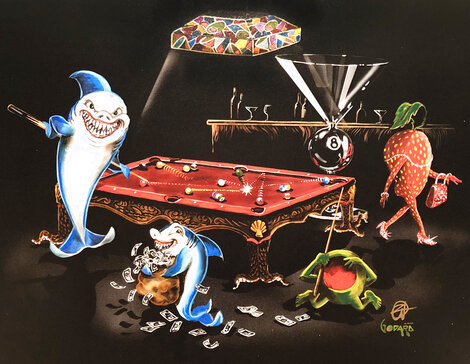Pool Shark Bar Back HC 2015 Embellished Giclee on Canvas - Huge Limited Edition Print - Michael Godard