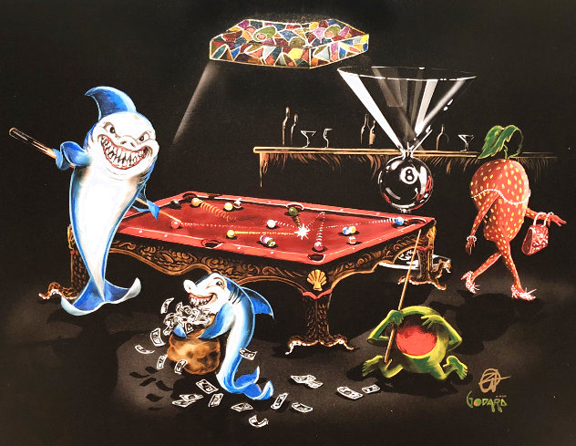 Pool Shark Bar Back HC 2015 Embellished - Huge Limited Edition Print by Michael Godard