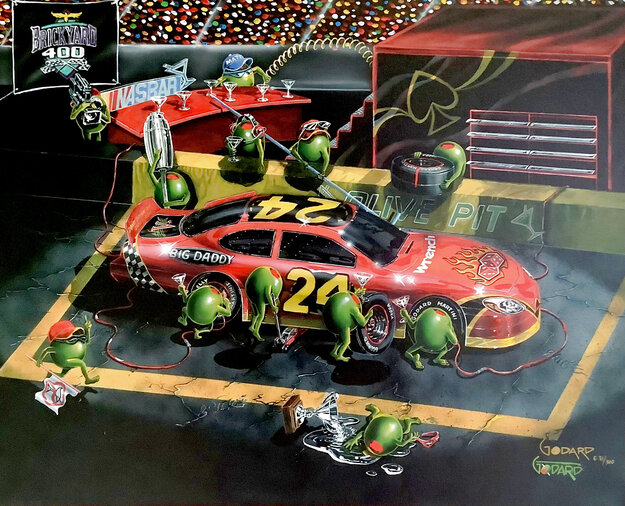 Nasbar 2009 - Framed Embellished Giclee on Canvas - Huge - Jeff Gordon Number Limited Edition Print - Michael Godard
