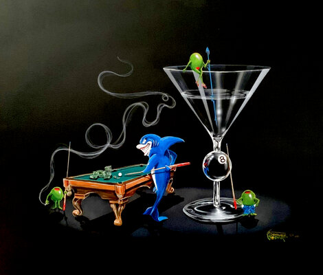Pool Shark 2: Empty Pockets 2005 - Huge Framed Giclee on Canvas Limited Edition Print - Michael Godard