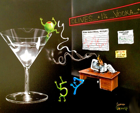 Market Leveler Martini 2004 - New York, NYC - Giclee on Canvas Limited Edition Print - Michael Godard