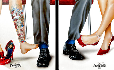 Lust and Love Diptych 2009 - Huge Giclee on Canvas  28x48 Limited Edition Print - Michael Godard