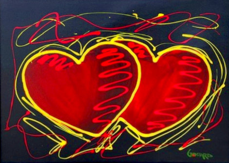 Hearts of Hope on Black 2016 33x39 Original Painting - Michael Godard
