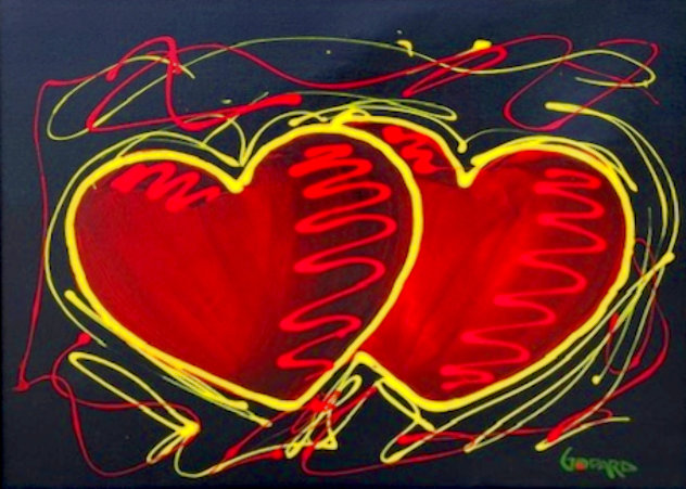 Hearts of Hope on Black 2016 33x39 Original Painting by Michael Godard