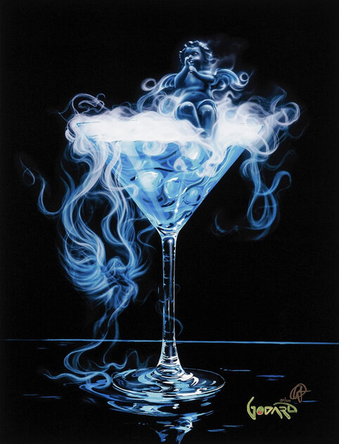 Drink with an Angel 2020 - Framed Embellished Giclee on Canvas by Michael Godard