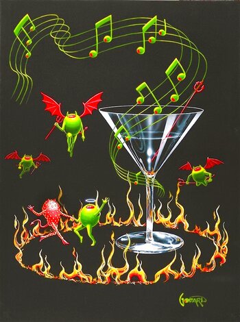 Devilish Angel Dance 2021 - Framed Embellished Giclee on Canvas Limited Edition Print - Michael Godard