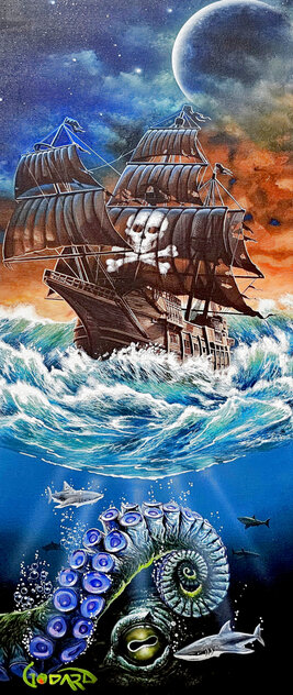 Kraken 2022 44x24 - Huge - Framed Mixed Media on Canvas Original Painting by Michael Godard
