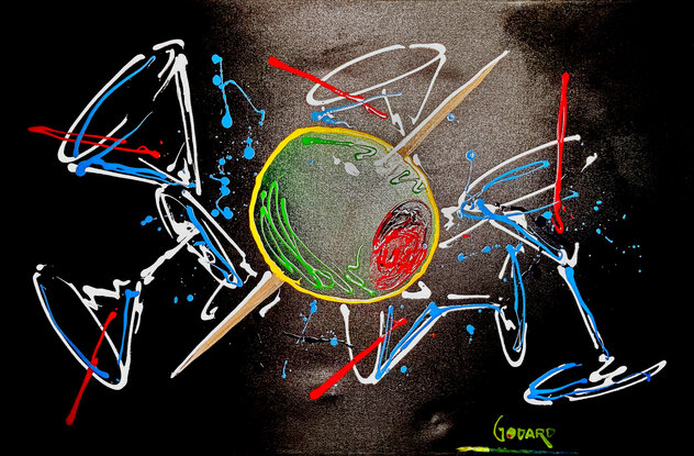 Untitled Martini Abstract Painting 30x48 - Huge by Michael Godard