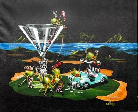 19th Hole Water Bound - HC 2015 Embellished Giclee on Canvas - Huge - Golf Limited Edition Print - Michael Godard