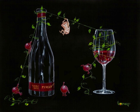 Dont Drink and Draw: Turley Wine 2006 Giclee on Canvas Limited Edition Print - Michael Godard