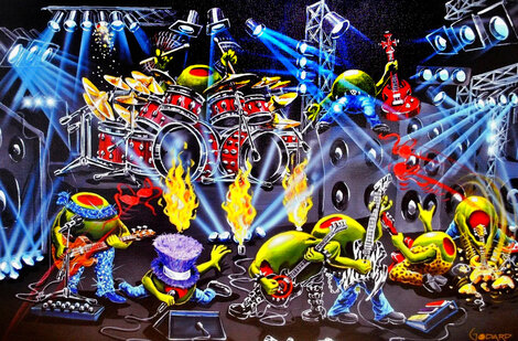 Rockstar 2023 - Framed Embellished Giclee on Canvas Limited Edition Print - Michael Godard