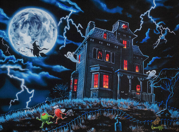 Halloween 2 2020 - Framed Embellished Giclee on Canvas - Halloween Limited Edition Print - Michael Godard