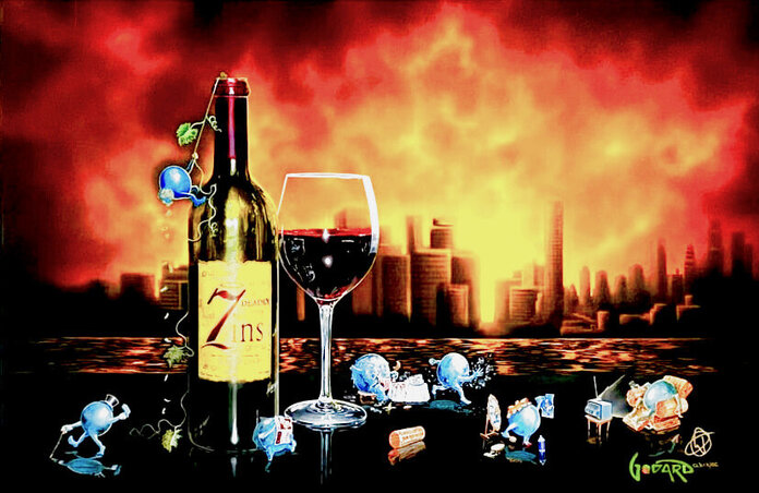 Zins of the City 2021 - Framed Embellished Giclee on Canvas by Michael Godard