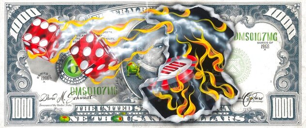 1000 Bill Winning Big AP 2006 - Giclee on Canvas - Huge 24x57  - Signed Twice by Michael Godard