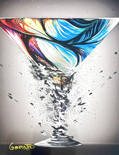 Martini Dream 2024 27x21 - Framed Mixed Media on Canvas Original Painting - Michael Godard