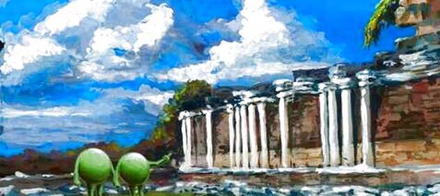 Ancient Ruins 2020 18x46 - Framed Acrylic on Canvas - Huge by Michael Godard