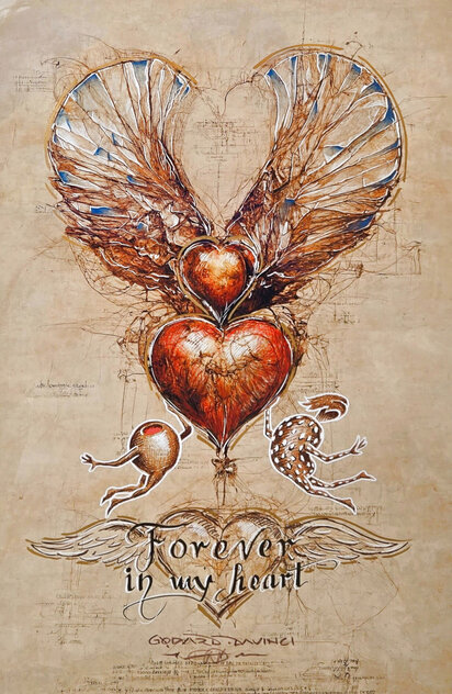 Forever in My Heart 2023 26x17 - Framed Mixed Media by Michael Godard