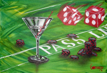 Loose Poker Series (Olive) 24x36 Original Painting - Michael Godard