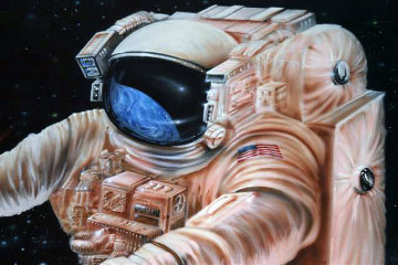 Astronaut Floating in Space 1999 48x60 Huge Original Painting - Michael Godard Astronaut Floating in Space 1999 48x60 Huge Original Painting - Michael Godard