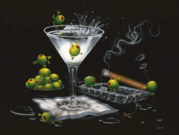 Olive Party II 2000 Limited Edition Print by Michael Godard Olive Party II 2000 Limited Edition Print by Michael Godard