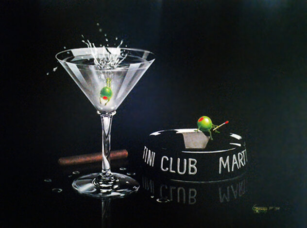 Martini Club 2003 - Embellished Giclee on Canvas Limited Edition Print by Michael Godard Martini Club 2003 - Embellished Giclee on Canvas Limited Edition Print by Michael Godard