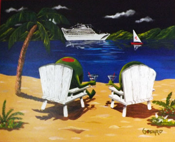 Cocktails on the Beach 2010 24x30 Original Painting - Michael Godard Cocktails on the Beach 2010 24x30 Original Painting - Michael Godard