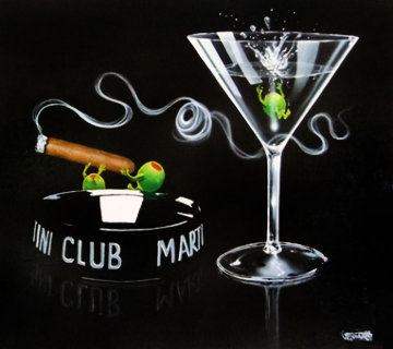 Don't Drink And Draw: Club Martini 2004  30x36 Original Painting - Michael Godard
