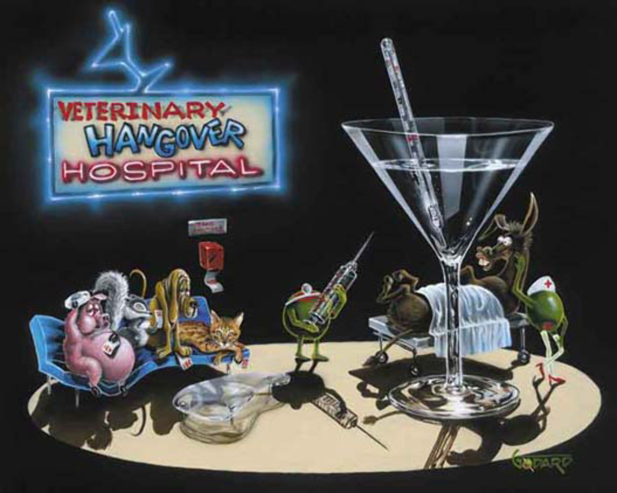 Pain in the Ass (Don't Drink and Draw Series 2006 Embellished Limited Edition Print by Michael Godard Pain in the Ass (Don't Drink and Draw Series 2006 Embellished Limited Edition Print by Michael Godard