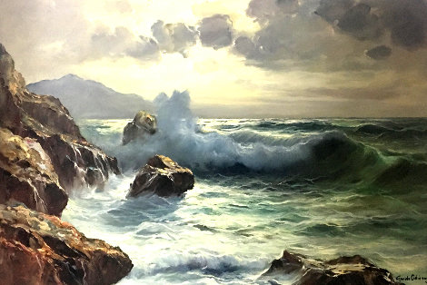 Crashing Waves 32x43 Original Painting - Guido Odierna