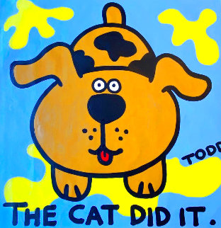 Cat Did It 36x36 Original Painting - Todd Goldman Cat Did It 36x36 Original Painting - Todd Goldman