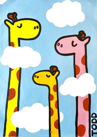 Giraffes 36x24 Original Painting - Todd Goldman
