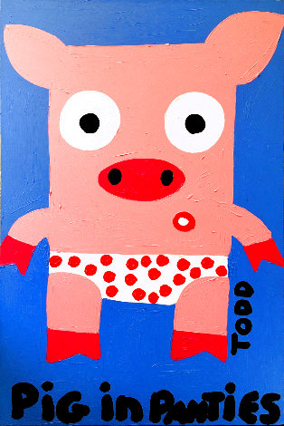 1145 Years Pig in Panties 2005 37x24 Original Painting - Todd Goldman