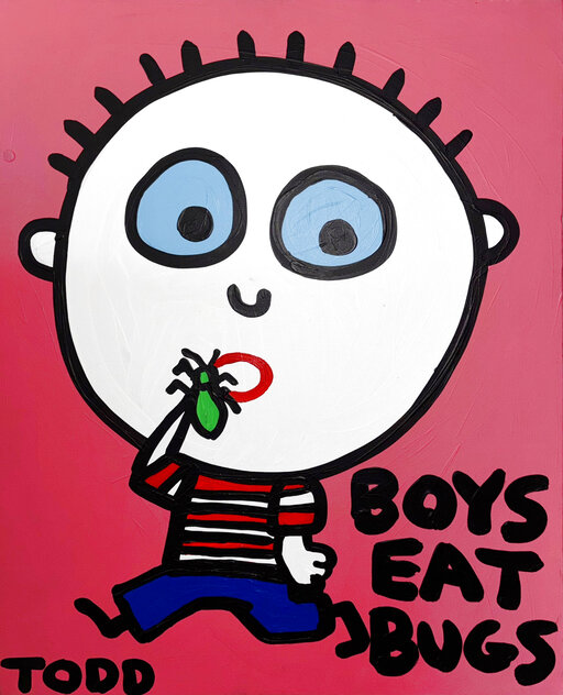 Boys Eat Bugs 2007 30x24 Acrylic on Canvas Original Painting by Todd Goldman