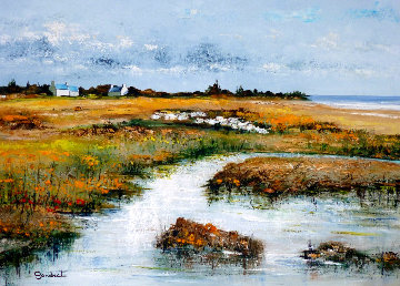 Marais Fleuri a Locmariaquer 2010 22x29 Original Painting - Lucien Gondret Marais Fleuri a Locmariaquer 2010 22x29 Original Painting - Lucien Gondret