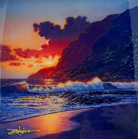 Afternoon Glow 2023 26x26 - Framed Oil on Metal - Signed Twice Original Painting - Rodel Gonzalez